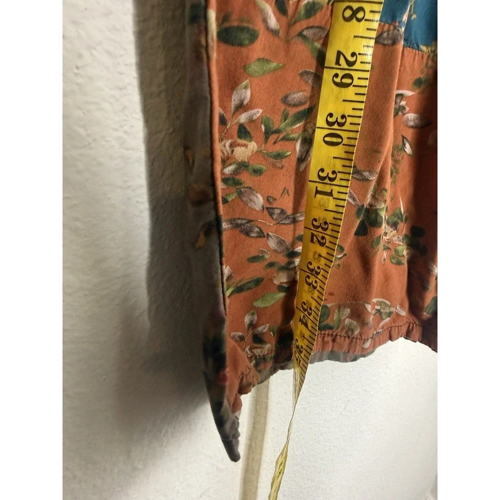Natural Life Mixed Print Floral Patchwork Wide Leg Pants Womens Small Bohemian